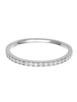 14K Gold Plated Sterling Silver CZ Simulated Diamond Stackable Ring Eternity Bands for Women