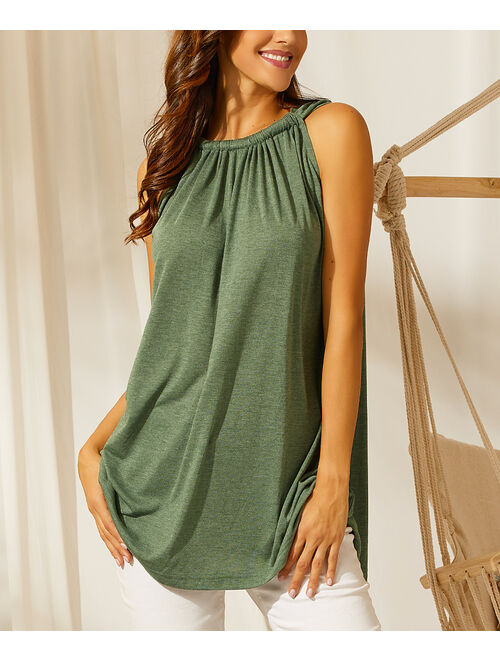 Simple by Suzanne Betro | Heather Olive Gathered-Neck Tank - Women & Plus