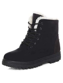 Susanny Suede Flat Platform Sneaker Shoes Plus Velvet Winter Women's Lace Up Cotton Snow Boots