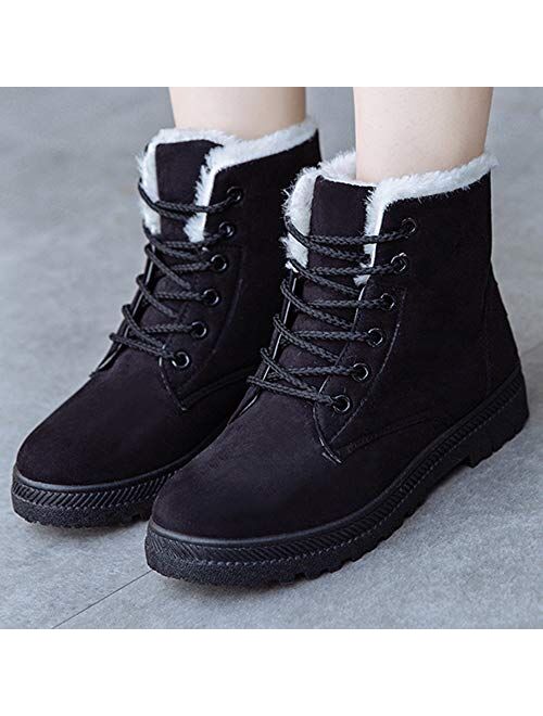 Susanny Suede Flat Platform Sneaker Shoes Plus Velvet Winter Women's Lace Up Cotton Snow Boots