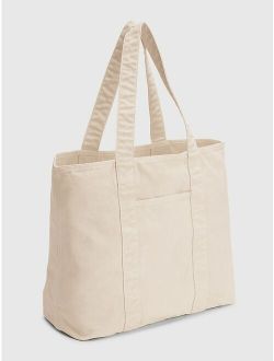 Beige Solid Canvas Tote