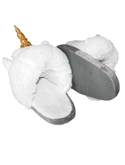 Thinkgeek Plush Unicorn Slippers, One Size, White