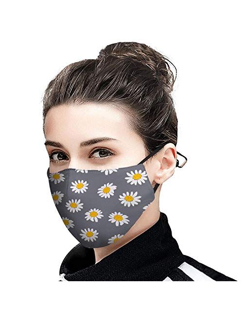 Summer Daisy Flowers Adult Face Cover Reusable Face Shield Dust Mask for Women & Men