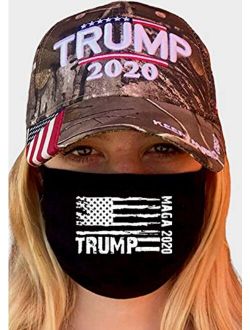 Made in USA Trump 2020 Hat and Mask Combo Washable Reusable Adult Cover Neck Scarf Bandana
