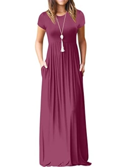 Women's Long Sleeve Loose Plain Maxi Dresses Casual Long Dresses with Pockets