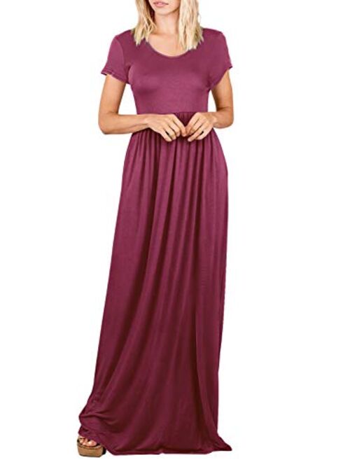 Amoretu Womens Casual Long Sleeve Off Shoulder Maxi Long Dress with Pocket
