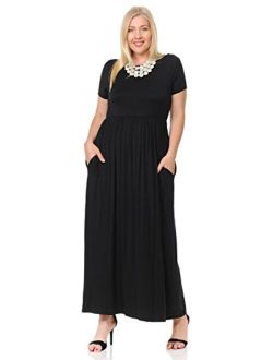 Pastel by Vivienne Women's Short Sleeve Maxi Dress with Pockets in Plus Size