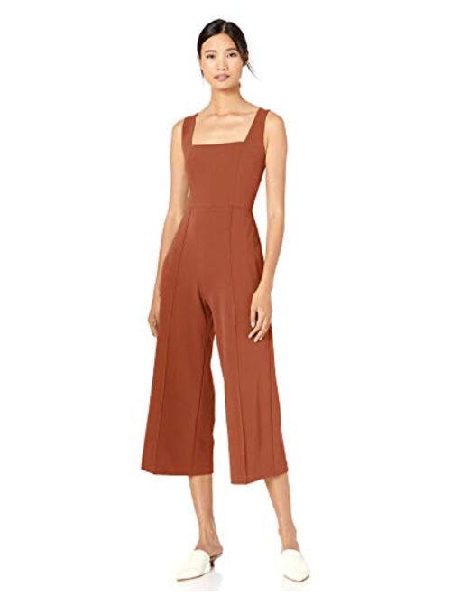 Donna Morgan Women's Square Neck Crepe Sleeveless Cropped Jumpsuit