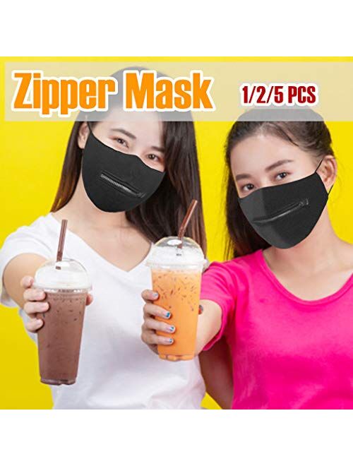 Washable Reusable Face Cover with with Zipper for Drinking, Mouth Cover Balaclavas for Bike Cycling