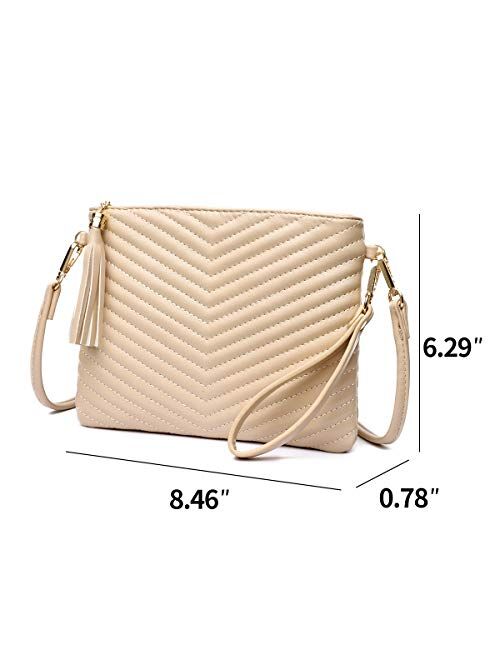 LYPULY Small Crossbody Bags for Women, Trendy Vegan Leather Shoulder Purses, Clutch Wallet with Wristlet Strap