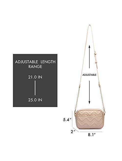 Quilted Crossbody Bags for women,Black Small Trendy Design Shoulder Handbags Purse With Metal Chain Strap