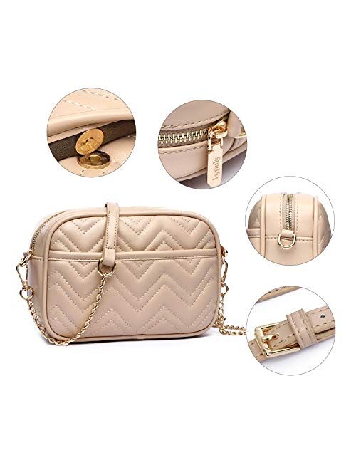 Quilted Crossbody Bags for women,Black Small Trendy Design Shoulder Handbags Purse With Metal Chain Strap