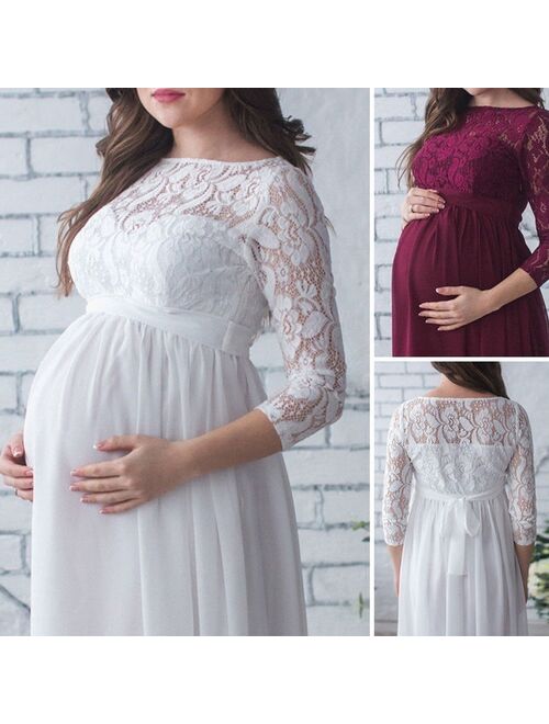 Meihuida Lace Prom Gown Maternity Maxi Dress Wedding Party Dress Photography Prop Clothes