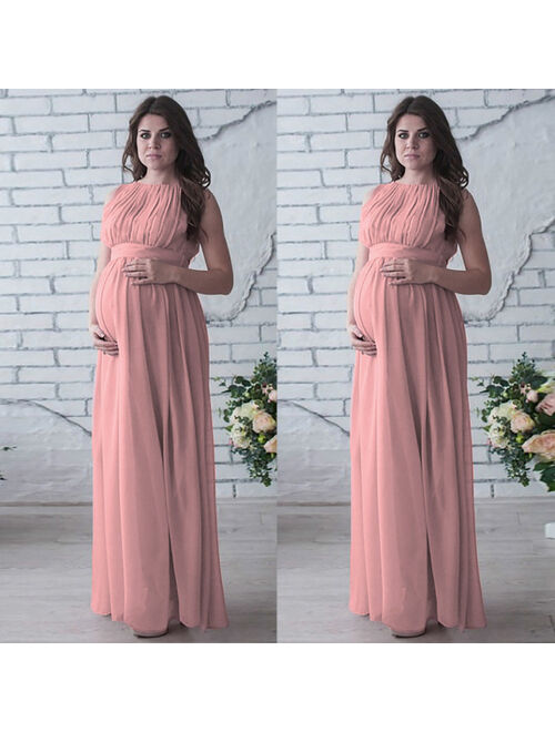 Mosunx Women Pregnant Drape Photography Props Casual Nursing Boho Chic Tie Long Dress