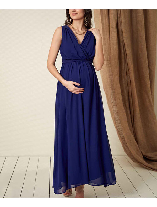 Gor&Sin | Navy Blue Maternity Surplice Dress