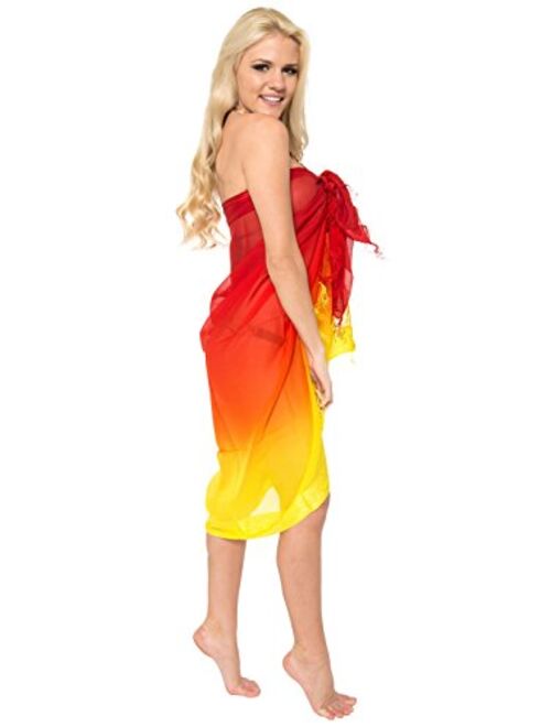 LA LEELA Women One Size Summer Beach Wrap Cover Up Maxi Skirt Sarong Full Long B