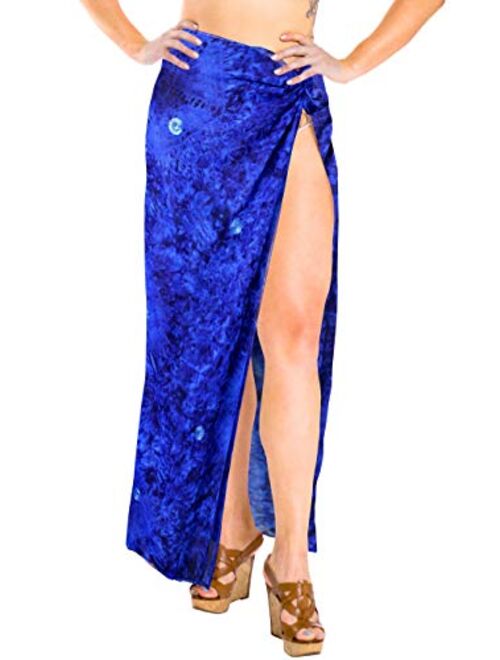 LA LEELA Women One Size Summer Beach Wrap Cover Up Maxi Skirt Sarong Full Long B