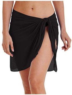 ChinFun Women's Mesh Beach Sarong Waist Wrap Bikini Sheer Cover up Pareo Canga Swimsuit Mini/Short/Long Skirts
