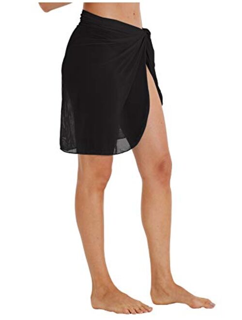ChinFun Women's Mesh Beach Sarong Waist Wrap Bikini Sheer Cover up Pareo Canga Swimsuit Mini/Short/Long Skirts