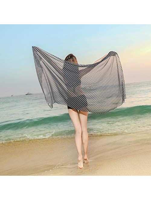 E-Clover Plus Size Chiffon Swimsuit Beach Cover Up Floral Print Sarong Wrap