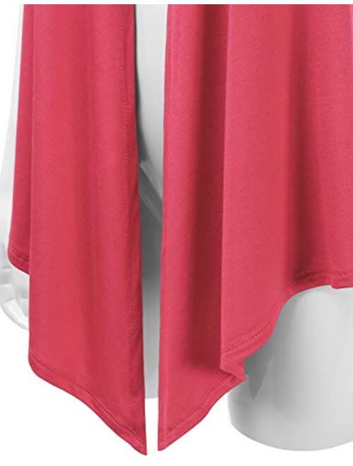 EIMIN Women's Basic Solid Short Sleeve Open Drape Front Jersey Cardigan (S-3XL)