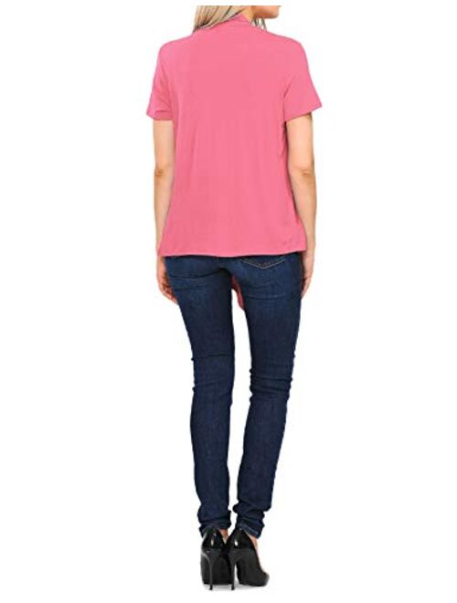 EIMIN Women's Basic Solid Short Sleeve Open Drape Front Jersey Cardigan (S-3XL)