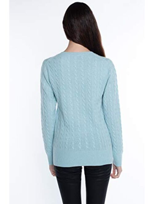 JENNIE LIU J CASHMERE Women's 100% Cashmere Long Sleeve Pullover Crew Neck Sweater