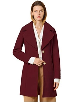 Women's Elegant Notched Lapel Button Single Breasted Winter Coat
