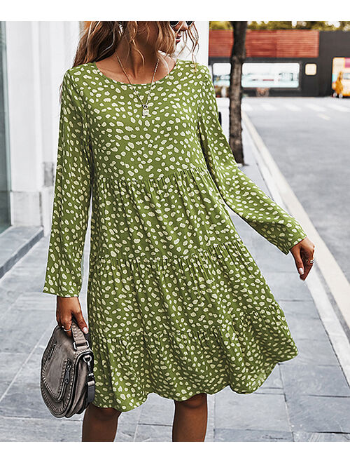 Sucrefas | Green Speckle Ruffle-Hem Shift Dress - Women