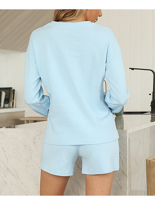 Suvimuga | Blue Sweatshirt & Drawstring Shorts - Women