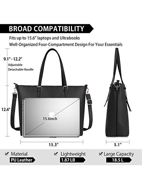Laptop Tote Bag for Women 15.6 Inch Leather Computer Laptop Bag Office Work Bag