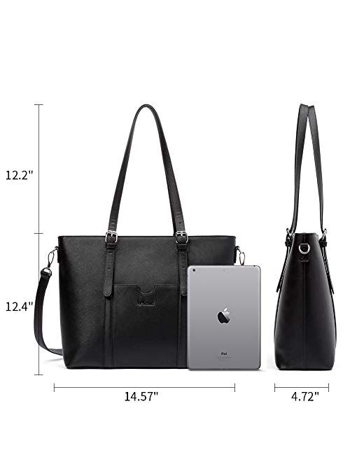 BROMEN Women Briefcase 15.6 inch Laptop Tote Bag Vintage Leather Handbags Shoulder Work Purses