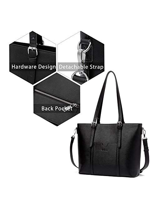 BROMEN Women Briefcase 15.6 inch Laptop Tote Bag Vintage Leather Handbags Shoulder Work Purses