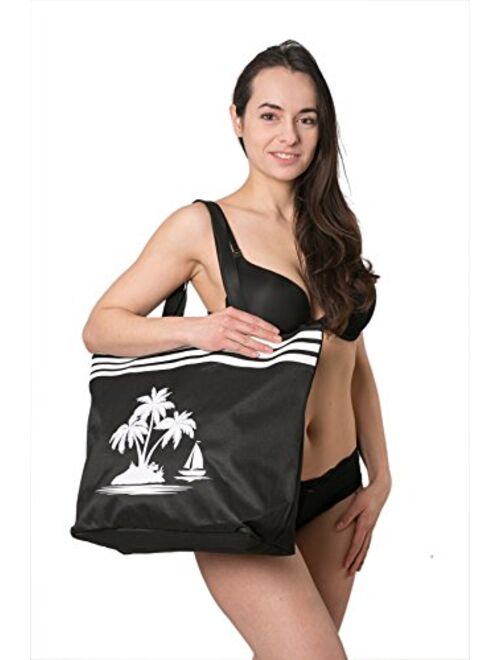 Beach Bag Womens Large Canvas Summer Tote Bags With Zipper Closure 19