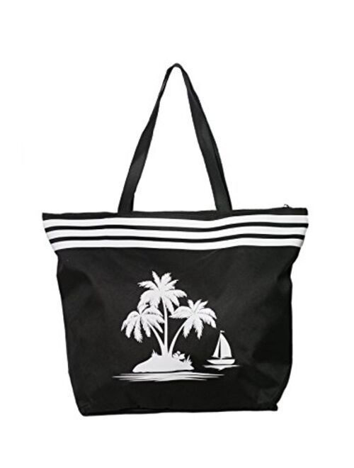 Beach Bag Womens Large Canvas Summer Tote Bags With Zipper Closure 19