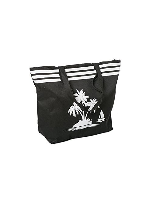Beach Bag Womens Large Canvas Summer Tote Bags With Zipper Closure 19