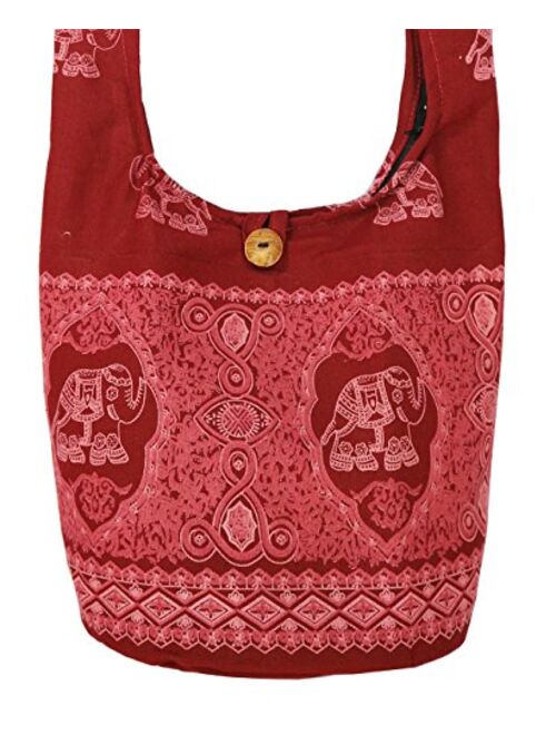 Lovely Creations's Hippie Boho New Elephant Crossbody Bohemian Gypsy Sling Shoulder Bag"Medium" Size