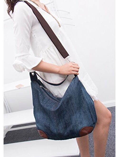 Dreams Mall(TM) Women's Handbag Purse Hobo Tote Top Handle Shoulder Crossbody Bags Denim