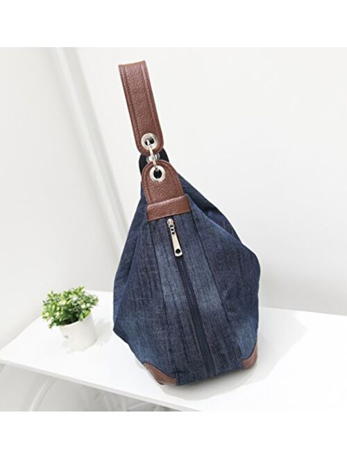 Dreams Mall(TM) Women's Handbag Purse Hobo Tote Top Handle Shoulder Crossbody Bags Denim
