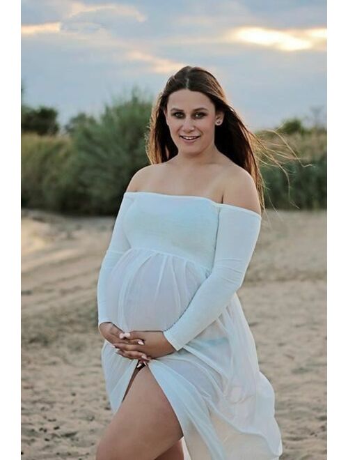 Le Couple Maternity Dress Photo Shoot Maxi Maternity Gown SPLIT FRONT Maternity