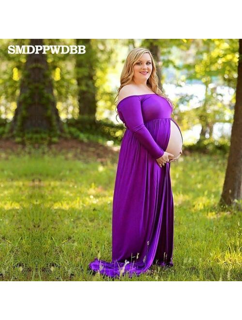 SMDPPWDBB Maternity Dresses for Photo Shoot Maternity Gown Split Front Chiffon P
