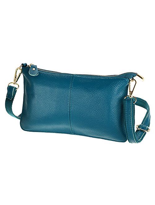 SEALINF Women's Cowhide Leather Clutch Handbag Small Shoulder Bag Purse