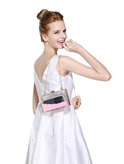 JeVenis Magical Transparent Sequins Clutch Purse Evening Handbag For Party Prom Bride