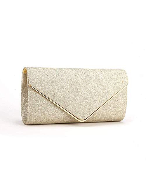 Womans Leather Evening Handbags,Fashion Classic Clutch Bag Wedding Evening Prom Evening Bag Removable Chain 