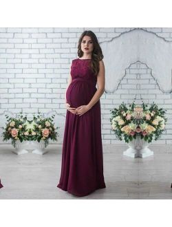 SMDPPWDBB Lace Maternity Dresses Maternity Photography Props Women Long Maxi Dre