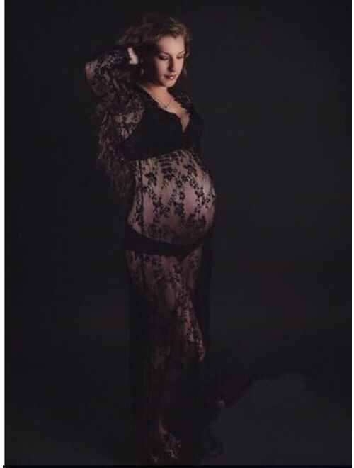 New Fancy Gown Maternity Photography Props Long Lace Dress Pregnant Dress For Ph