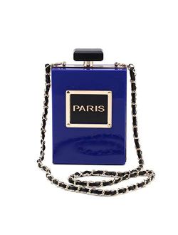 Women Acrylic Bag Black Paris Perfume Shape Evening Bags Purses Clutch Vintage Banquet Handbag