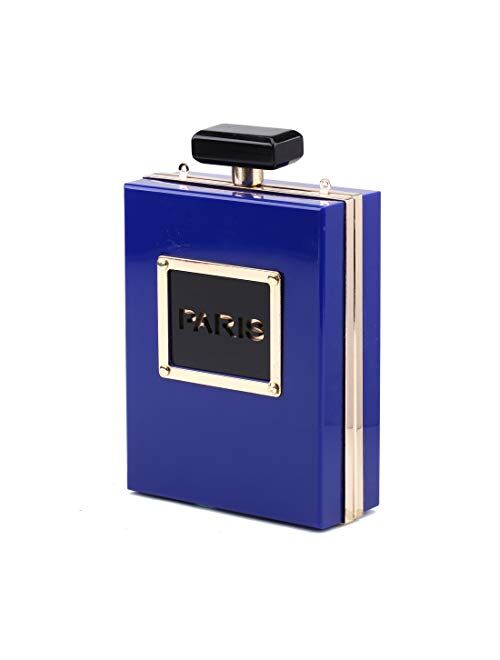 LETODE Women Acrylic Bag Black Paris Perfume Shape Evening Bags Purses Clutch Vintage Banquet Handbag