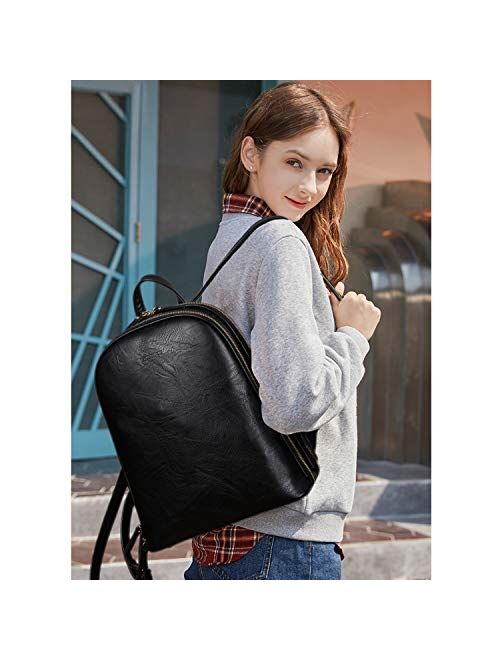 WESTBRONCO Women Backpack Purse Leather Ladies Travel School Backpack Fashion Shoulder Bag Double Main-Compartment