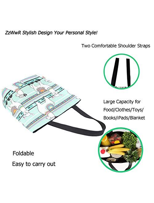 ZzWwR Stylish Fun Pattern Extra Large Shoulder Tote Bag for Beach Travel Weekender Gym Grocery Shopping